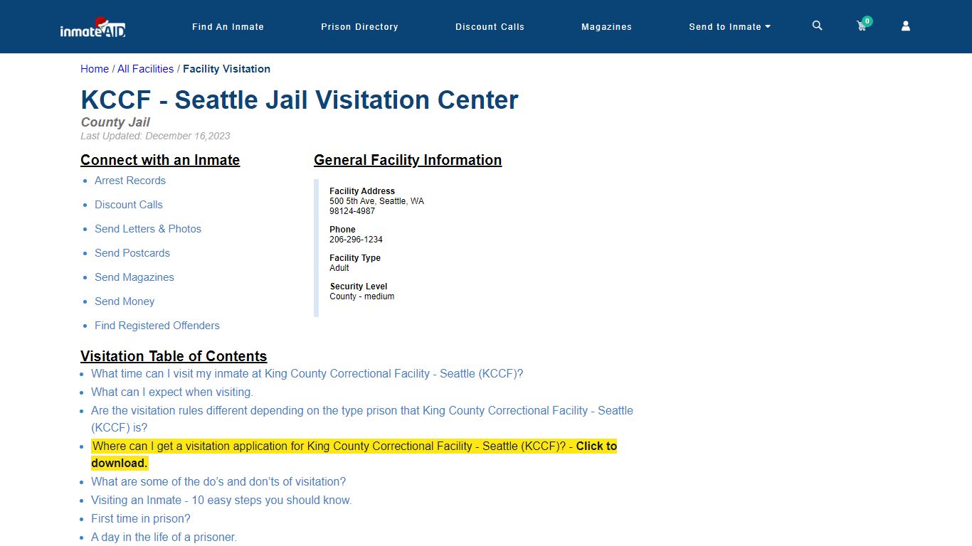 King County Jail Video Visitation